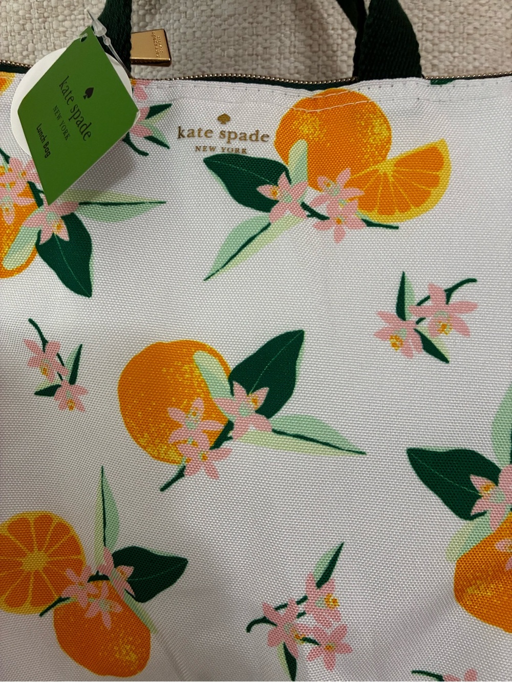 kate spade NWT orange citrus print insulated lunch tote food storage container - Picture 3 of 13